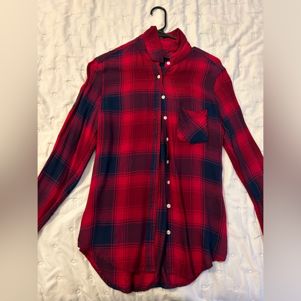 Red and Navy Plaid Blouse